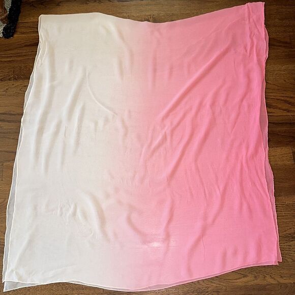Vintage pink to cream hombre very large chiffon shawl/wrap - Picture 5 of 6